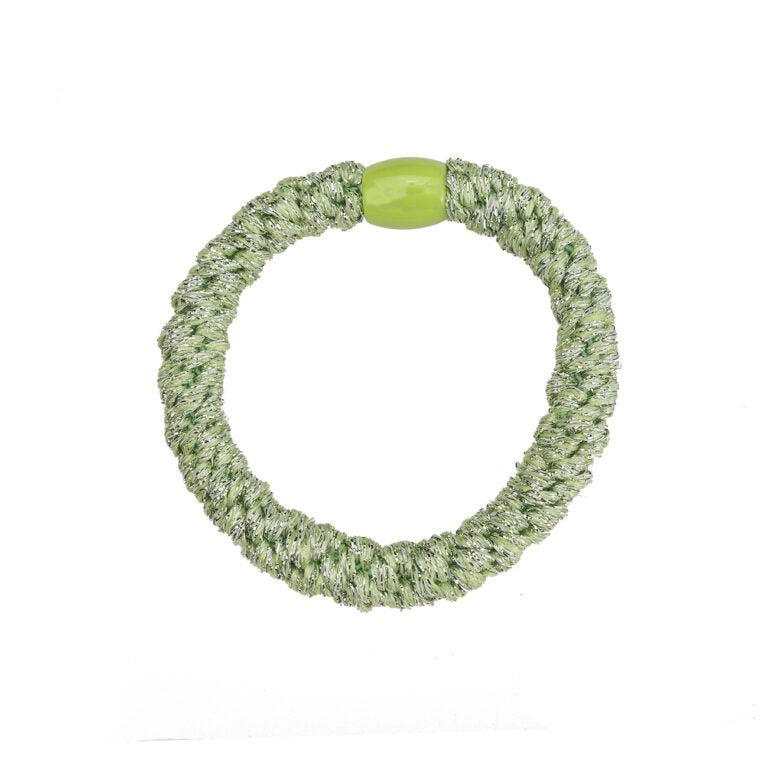 By Stær Glitter Hårelastik i Æblegrøn Metallic