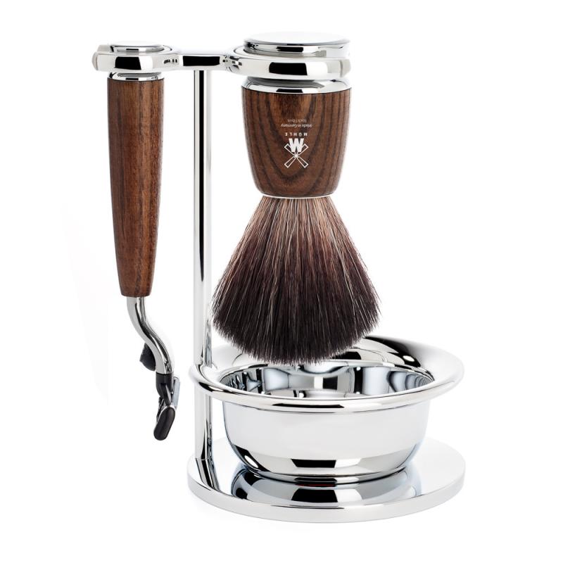 Mühle Barbersæt med Mach3 Skraber og Børste i Ask