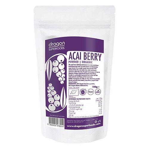 Dragon Superfoods Acai Bær Pulver ø   Dragon Superfoods  75g