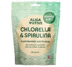 Aliga Aqtive Chlorella & Spirulina Pulver 200 G - Sundhedstilbud