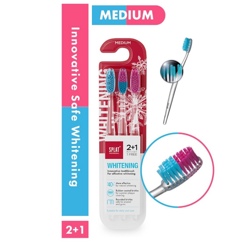 Splat    3  Pak Whitening Tandbørste   Medium