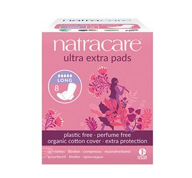 Natracare Bind Long Ultra Extra M med Vinger - 8 Stk.